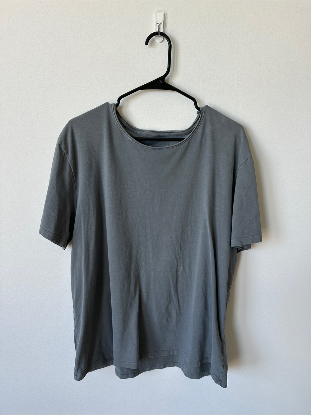 All Saints Men's Slate Grey Short Sleeve Crew Tee